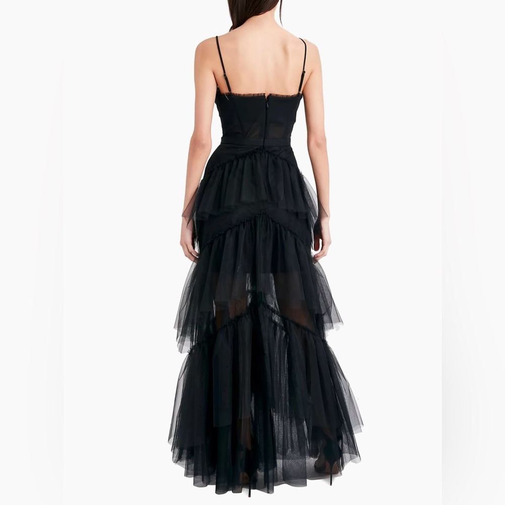 BCBG Sheer Tiered Ruffle Gown - Picture 3 of 5